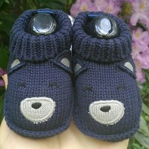 🆕 Carter's Navy Blue Baby Bear Booties 0-6M Boys